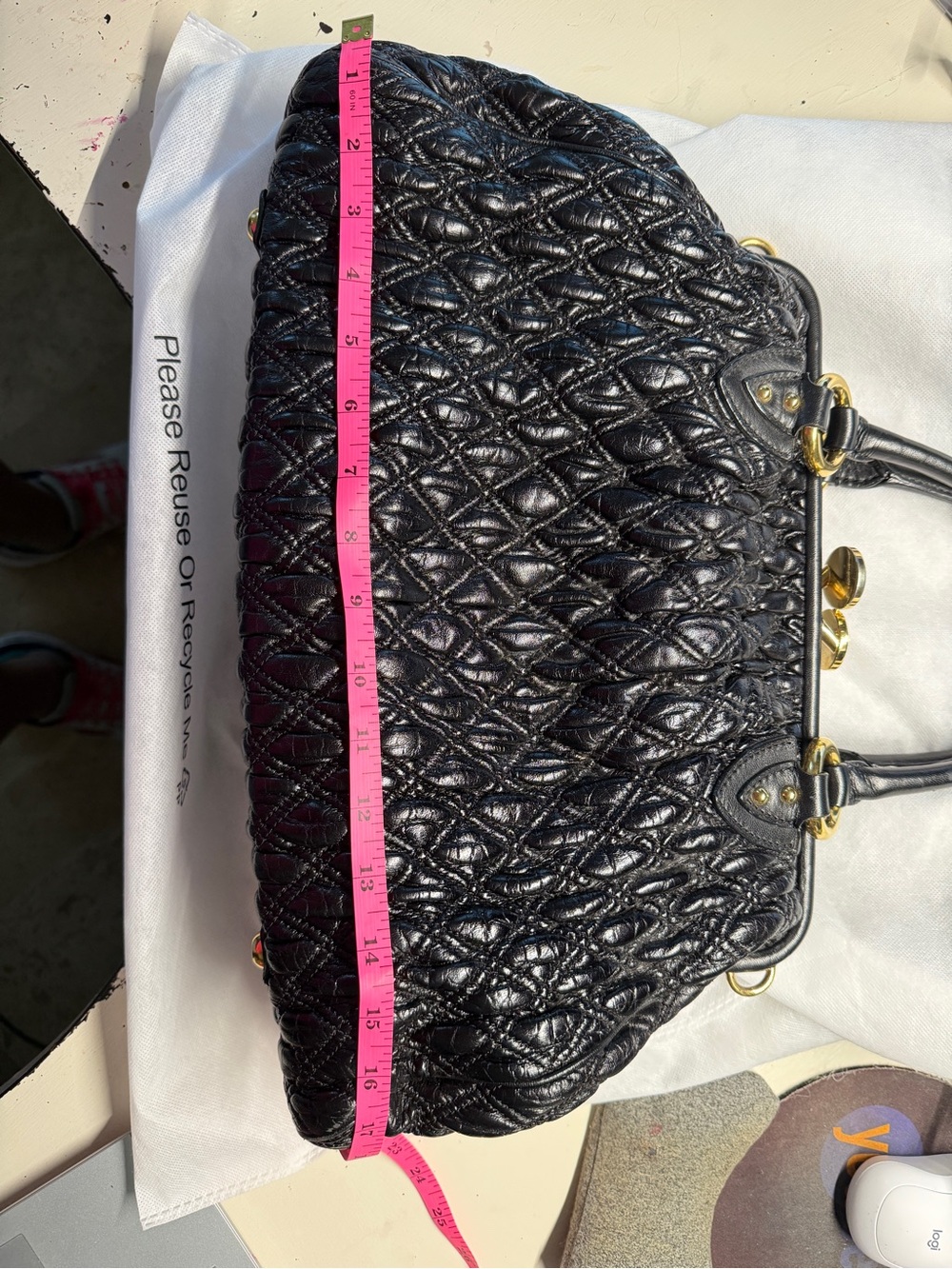 Marc Jacobs Rare Vintage Black Quilted Leather Stam Bag Classic Full Size - Picture 15 of 17